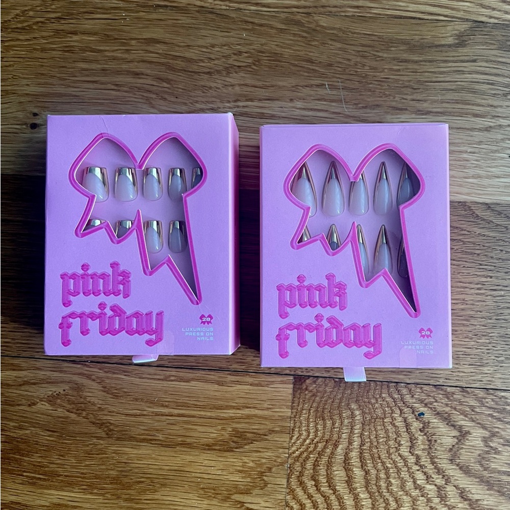 Pink Friday Nail Set - Gold and Pink